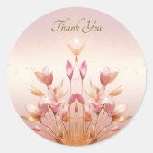 Roze Gouden Bladeren Bloemen Sticker (Voorkant)