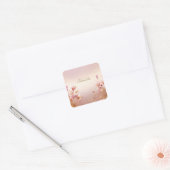 Roze Gouden Bladeren Bloemen Sticker (Envelop)