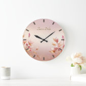 Roze Gouden Bladeren Bloemen Wandklok (Huis)