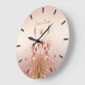 Roze Gouden Bladeren Bloemen Wandklok (Hoek)