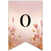 Roze gouden bladeren bloemenbunting vlag vlaggetjes (Tweede vlag)