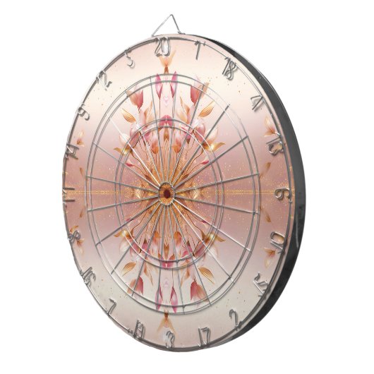 Roze gouden bladeren bloemendartboard dartbord (Voorkant Rechts)