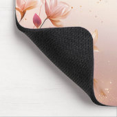 Roze gouden bladeren bloemenmousepad muismat (Hoek)