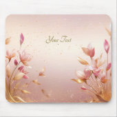 Roze gouden bladeren bloemenmousepad muismat (Voorkant)