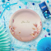 Roze gouden bladeren bloemenpapier Bord (Feest)