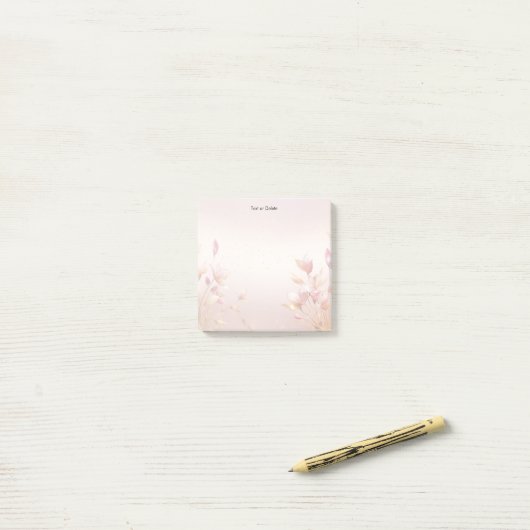 Roze Gouden Bladeren Bloemenpost merkt het op Post-it® Notes (Op bureau)