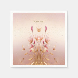 Roze Gouden Bladeren Bloemenservetten Servet