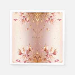 Roze Gouden Bladeren Bloemenservetten Servet