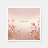 Roze Gouden Bladeren Bloemenservetten Servet (Voorkant)