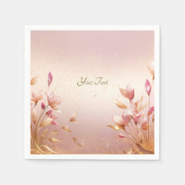 Roze Gouden Bladeren Bloemenservetten Servet