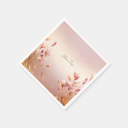 Roze Gouden Bladeren Bloemenservetten Servet (Hoek)