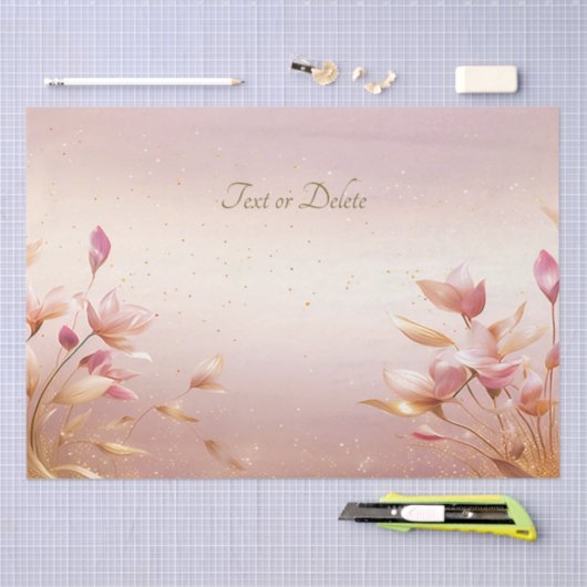 Roze gouden bladeren bloemenweefsel papier (Craft)