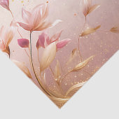 Roze Gouden Bladeren Bloemig Tissuepapier (Detail)