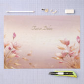 Roze Gouden Bladeren Bloemig Tissuepapier (Craft)