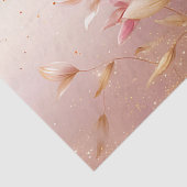 Roze Gouden Bladeren Bloemig Tissuepapier (Detail)