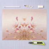 Roze Gouden Bladeren Bloemig Tissuepapier (Craft)