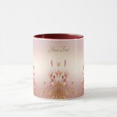 Roze Gouden Bladeren Bloemige Koffiemok Mok (Midden)