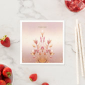 Roze Gouden Bladeren Bloemige Servetten (Insitu)