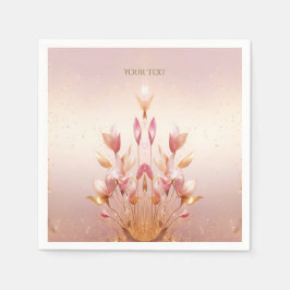 Roze Gouden Bladeren Bloemige Servetten