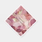 Roze Gouden Bladeren Bruidsdouche Servet (Hoek)