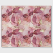 Roze Gouden Bladeren Bruidsfeest Cadeaupapier (Vlak)