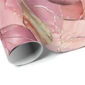 Roze Gouden Bladeren Bruidsfeest Cadeaupapier (Rol Hoek)