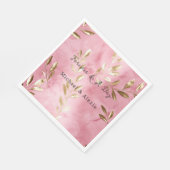 Roze Gouden Bladeren Bruiloft Servet (Hoek)