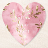 Roze gouden bladeren kartonnen onderzetters (Voorkant)