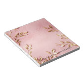 Roze gouden bladeren notitieblok (Schuin)