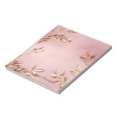 Roze gouden bladeren notitieblok (Linkerzijde)