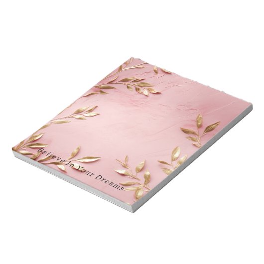 Roze gouden bladeren notitieblok (Linkerzijde)