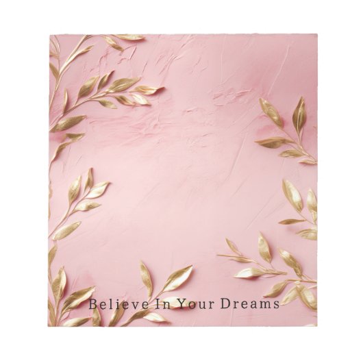 Roze gouden bladeren notitieblok (Voorkant)