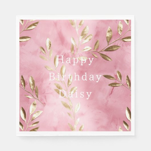 Roze gouden bladeren servet (Voorkant)