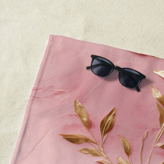 Roze gouden bladeren strandlaken (In situ)