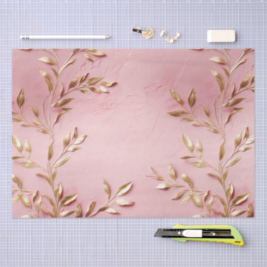 Roze gouden bladeren tissuepapier (Craft)