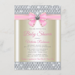 Roze Gouden Bling Glam Baby Meisje Shower Kaart