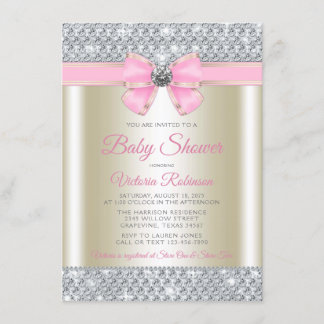Roze Gouden Bling Glam Baby Meisje Shower Kaart