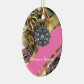 Roze & gouden bling keramisch ornament (Rechts)