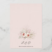 Roze Gouden Bloem Boho Bruiloft Folie Uitnodiging (Achterkant)