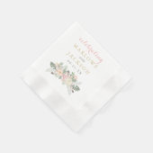Roze Gouden Bloem Boho Bruiloft Monogram Servet (Hoek)
