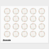 Roze Gouden Bloem Boho Monogram Huwelijk Ronde Sticker (Vel)