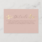 Roze Gouden Bloem Bruiloft Details Kaart (Voorkant)