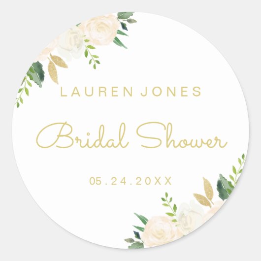 Roze Gouden Bloem Bruiloft Sticker (Voorkant)