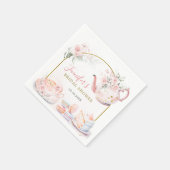 Roze Gouden Bloem Bruiloft Thee Feest Papier Servet (Hoek)
