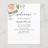 Roze gouden bloem bruiloft tijdlijn programma (Voorkant)