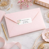 Roze gouden bloem eucalyptus retouradres etiket