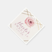 Roze & Gouden Bloem Glam Bruidsfeest Borrel Servetten (Hoek)