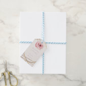 Roze & Gouden Bloem Glam Bruidsfeest Bruiloft Favo Cadeaulabel (Met Touw)