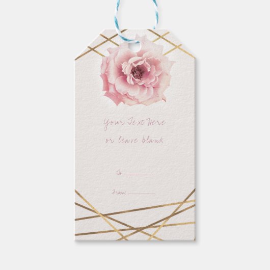 Roze & Gouden Bloem Glam Bruidsfeest Bruiloft Favo Cadeaulabel (Voorkant)
