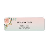 Roze gouden bloem groen retouradres etiket (Voorkant)